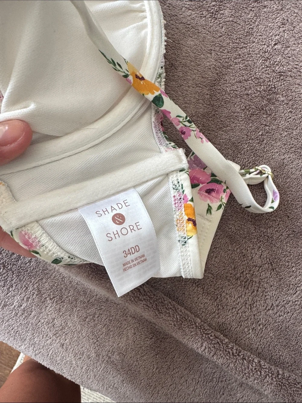Floral Cream Underwire Bikini Top - Women's Swim